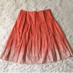 Jones Wear Orange and White Polka Dot Midi Skirt Size 4 Petite
